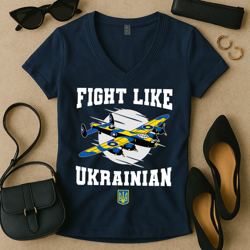 Fight Like Ukrainian I Stand With Ukraine Support Women's V-Neck T-Shirt