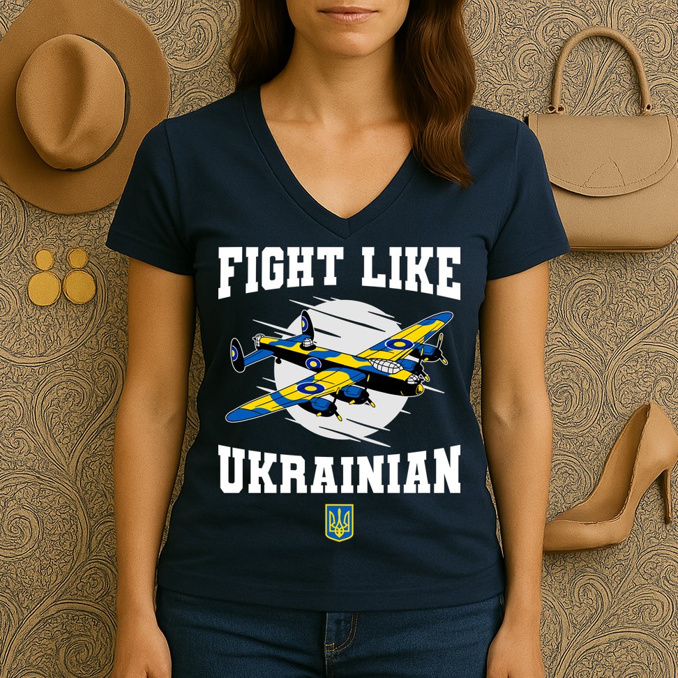 Fight Like Ukrainian I Stand With Ukraine Support Women's V-Neck T-Shirt