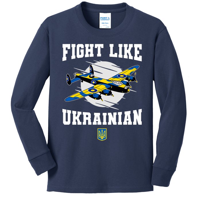 Fight Like Ukrainian I Stand With Ukraine Support Kids Long Sleeve Shirt