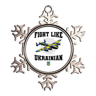 Fight Like Ukrainian I Stand With Ukraine Support Metallic Star Ornament