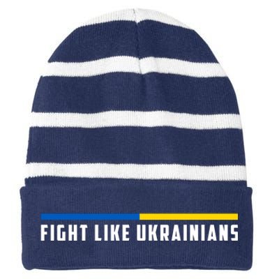 Fight Like Ukrainians Striped Beanie with Solid Band