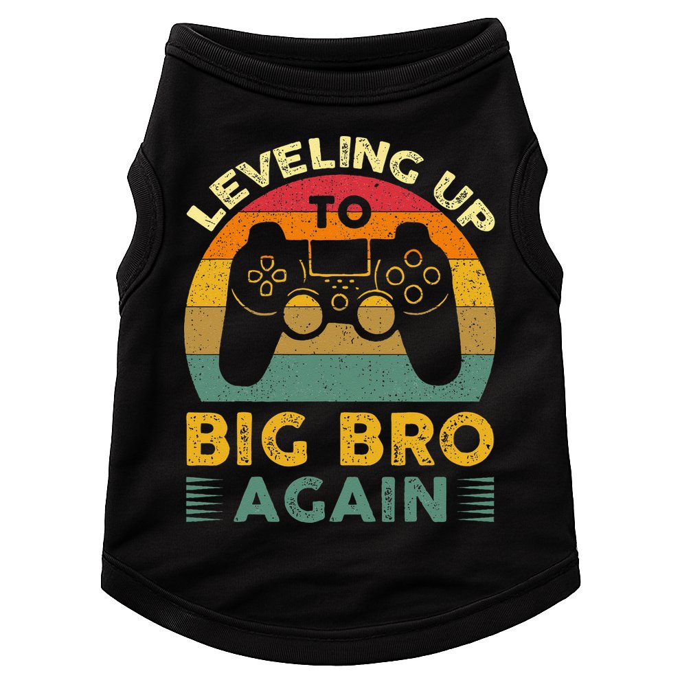 Funny Leveling Up To Big Bro Again Vintage Big Brother Again Doggie Tank