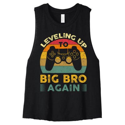 Funny Leveling Up To Big Bro Again Vintage Big Brother Again Women's Racerback Cropped Tank