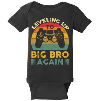 Funny Leveling Up To Big Bro Again Vintage Big Brother Again Baby Bodysuit
