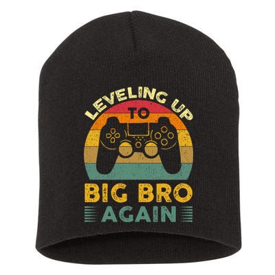 Funny Leveling Up To Big Bro Again Vintage Big Brother Again Short Acrylic Beanie