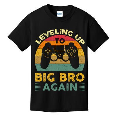 Funny Leveling Up To Big Bro Again Vintage Big Brother Again Kids T-Shirt