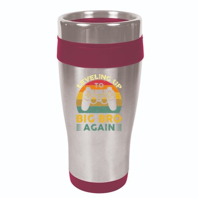 Funny Leveling Up To Big Bro Again Vintage Big Brother Again 16oz Travel Tumbler