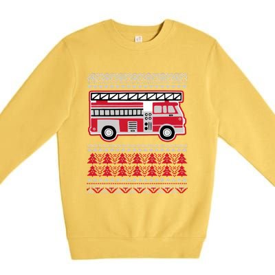 Firetruck Ladder Ugly Christmas Premium Crewneck Sweatshirt