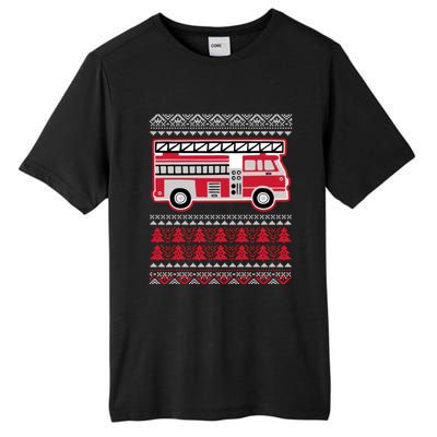 Firetruck Ladder Ugly Christmas Tall Fusion ChromaSoft Performance T-Shirt