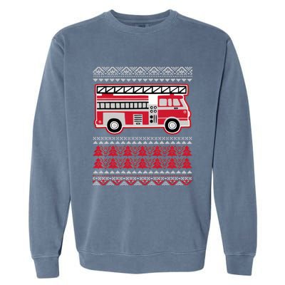 Firetruck Ladder Ugly Christmas Garment-Dyed Sweatshirt