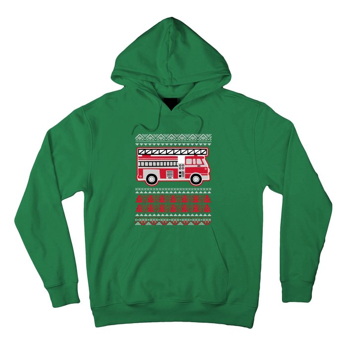 Firetruck Ladder Ugly Christmas Hoodie