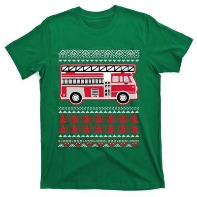 Firetruck Ladder Ugly Christmas T-Shirt