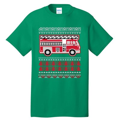 Firetruck Ladder Ugly Christmas Tall T-Shirt