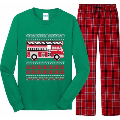 Firetruck Ladder Ugly Christmas Long Sleeve Pajama Set