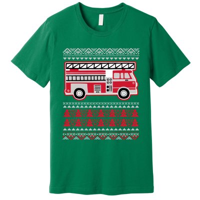 Firetruck Ladder Ugly Christmas Premium T-Shirt