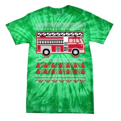 Firetruck Ladder Ugly Christmas Tie-Dye T-Shirt