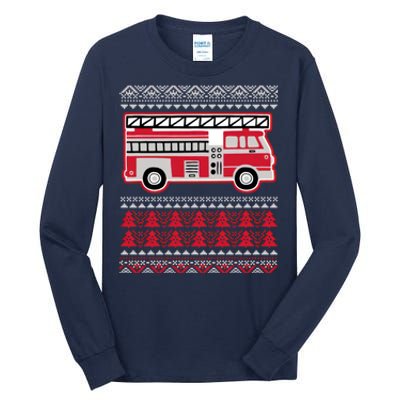 Firetruck Ladder Ugly Christmas Tall Long Sleeve T-Shirt