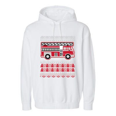 Firetruck Ladder Ugly Christmas Garment-Dyed Fleece Hoodie