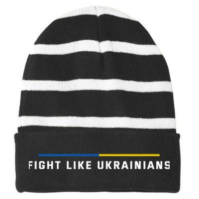 Fight Like Ukrainians Striped Beanie with Solid Band