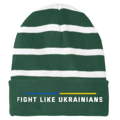 Fight Like Ukrainians Striped Beanie with Solid Band