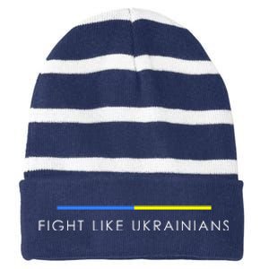 Fight Like Ukrainians Ukraine Ukrainian Striped Beanie with Solid Band