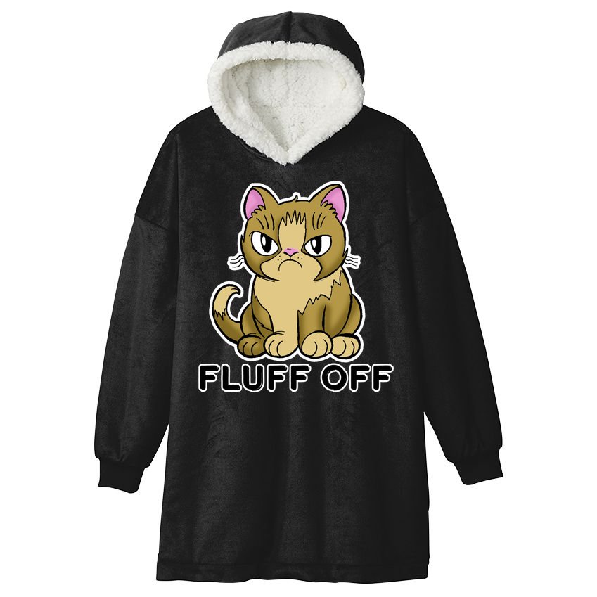 Fluff Off Funny Cat Hooded Wearable Blanket