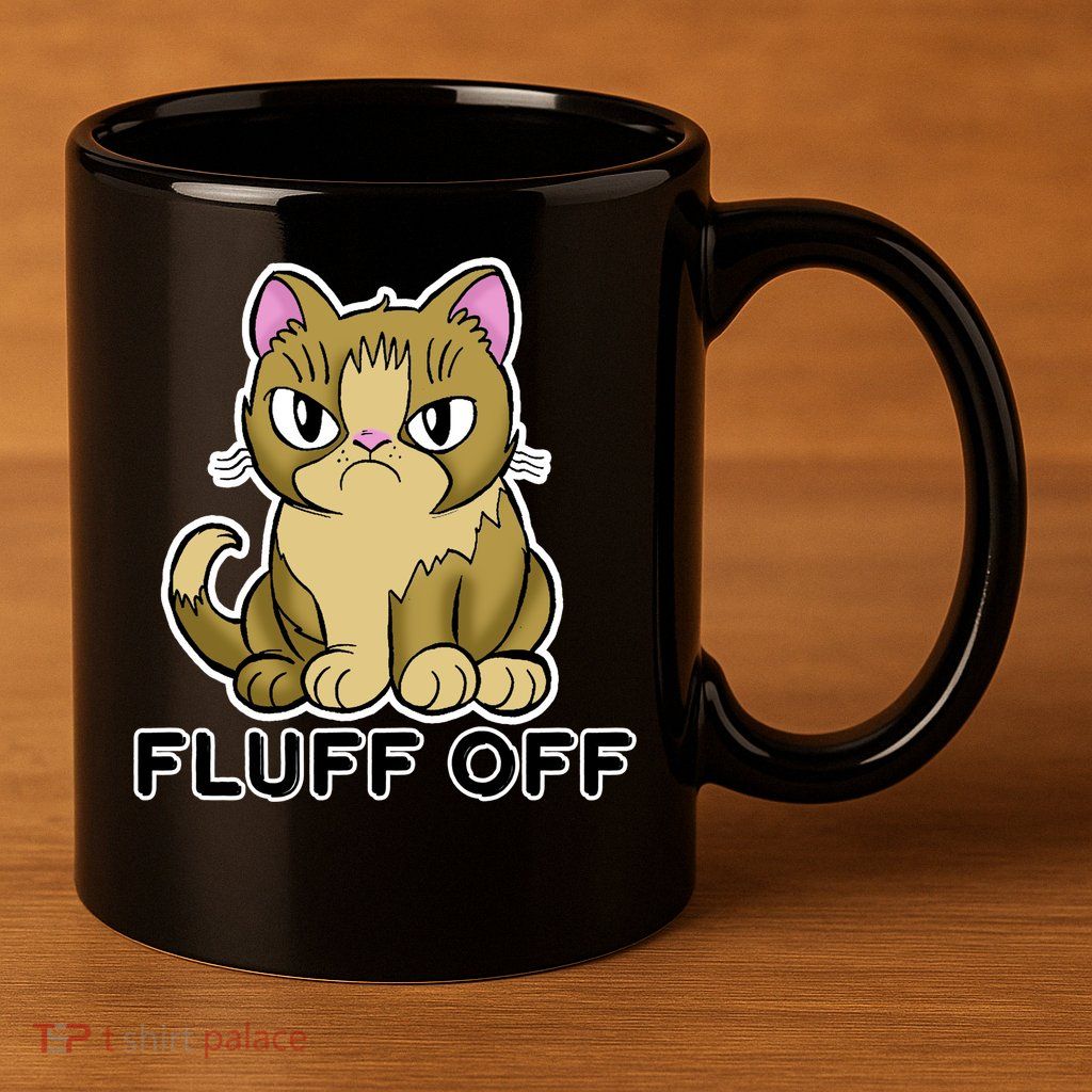 Fluff Off Funny Cat 11oz C Handle Ceramic Mug