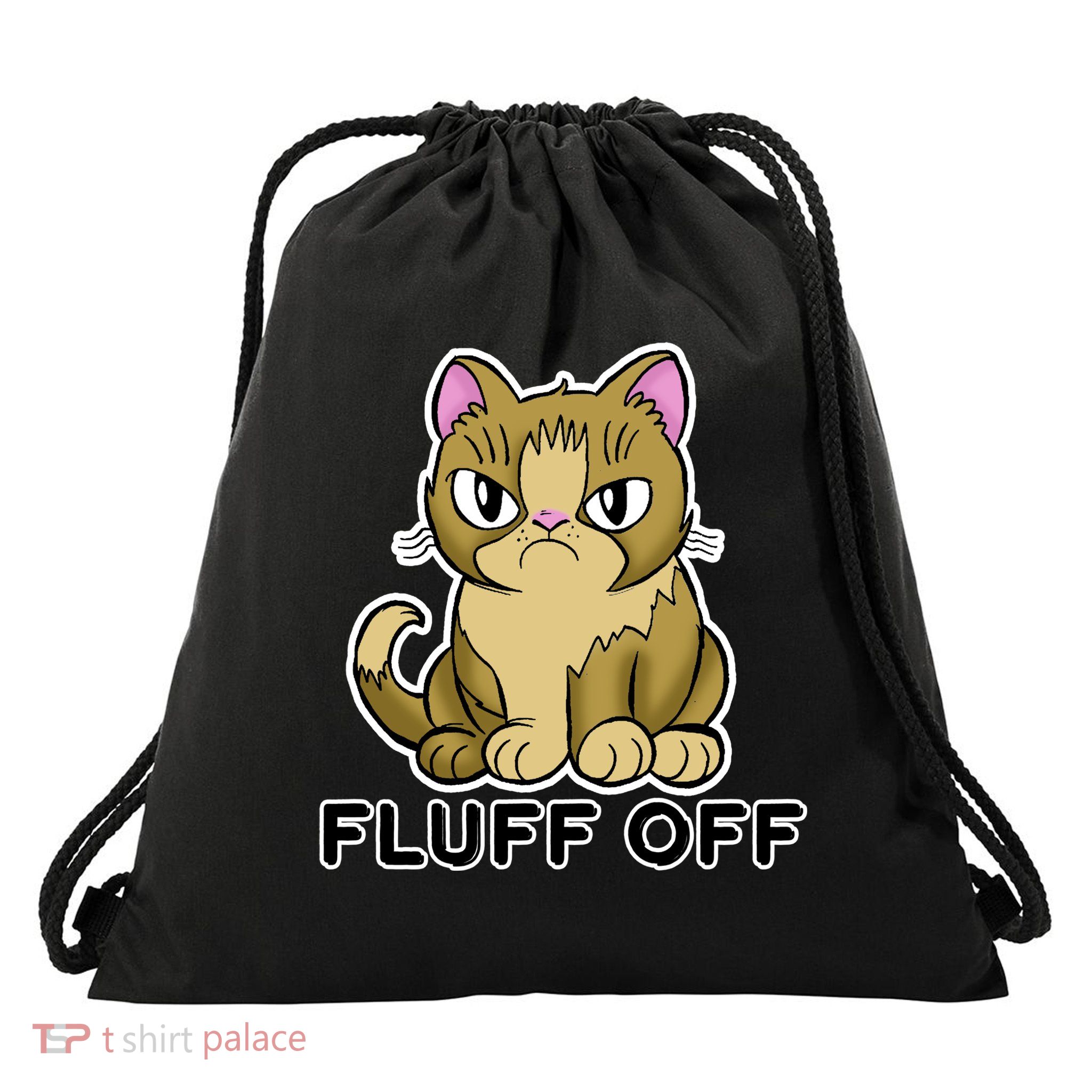 Fluff Off Funny Cat Drawstring Bag