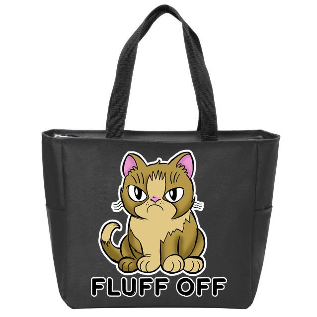 Fluff Off Funny Cat Zip Tote Bag