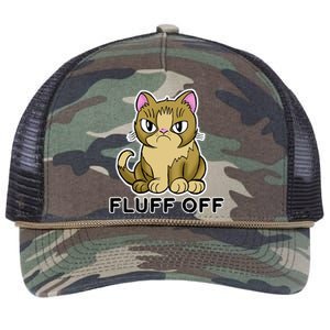 Fluff Off Funny Cat Retro Rope Trucker Hat Cap