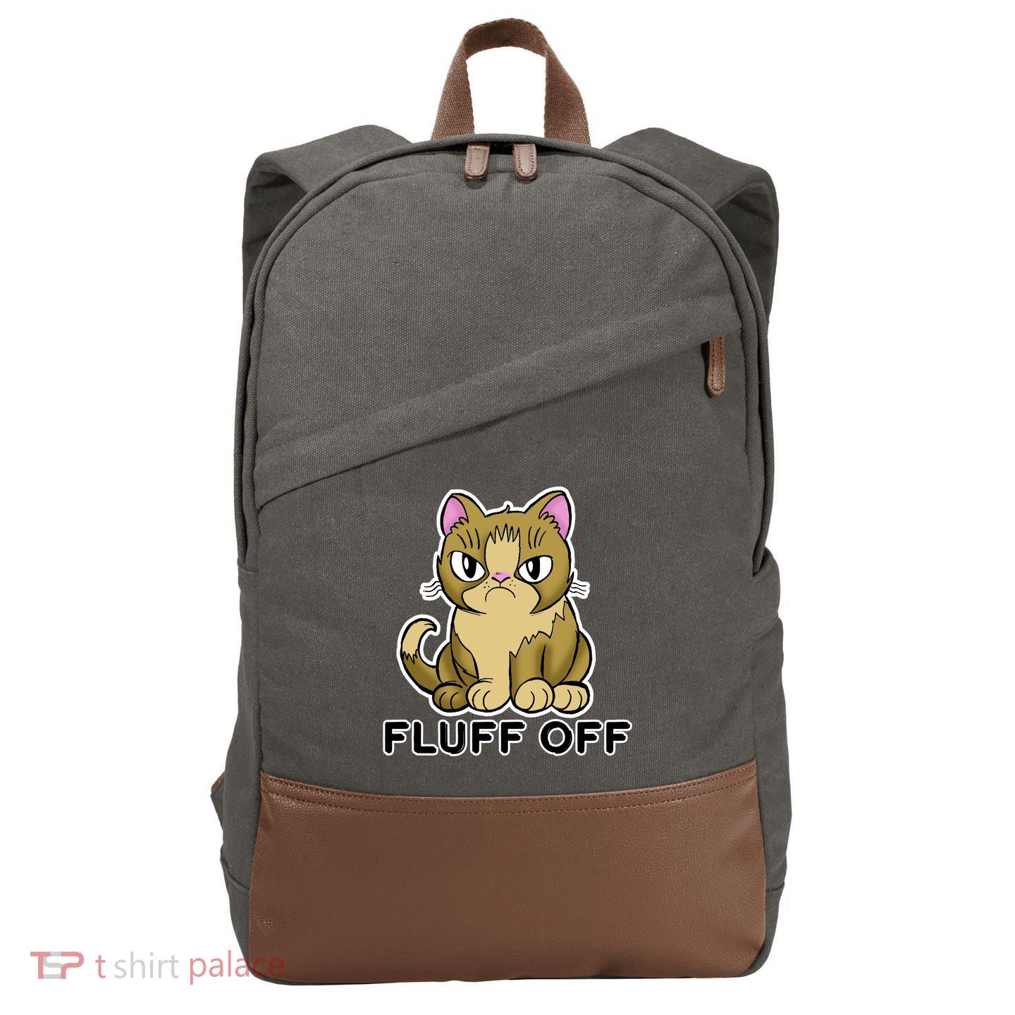 Fluff Off Funny Cat Cotton Canvas Backpack