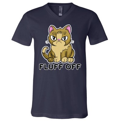 Fluff Off Funny Cat V-Neck T-Shirt