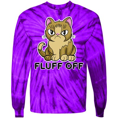 Fluff Off Funny Cat Tie-Dye Long Sleeve Shirt