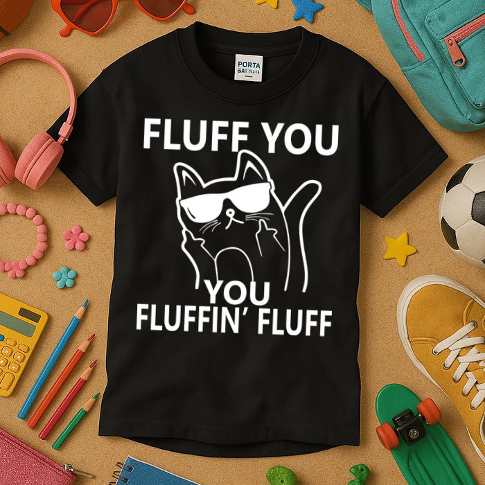 Fluff You You Fluffin' Fluff Funny Cat Kids T-Shirt
