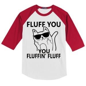 Fluff You You Fluffin' Fluff Funny Cat Kids Colorblock Raglan Jersey