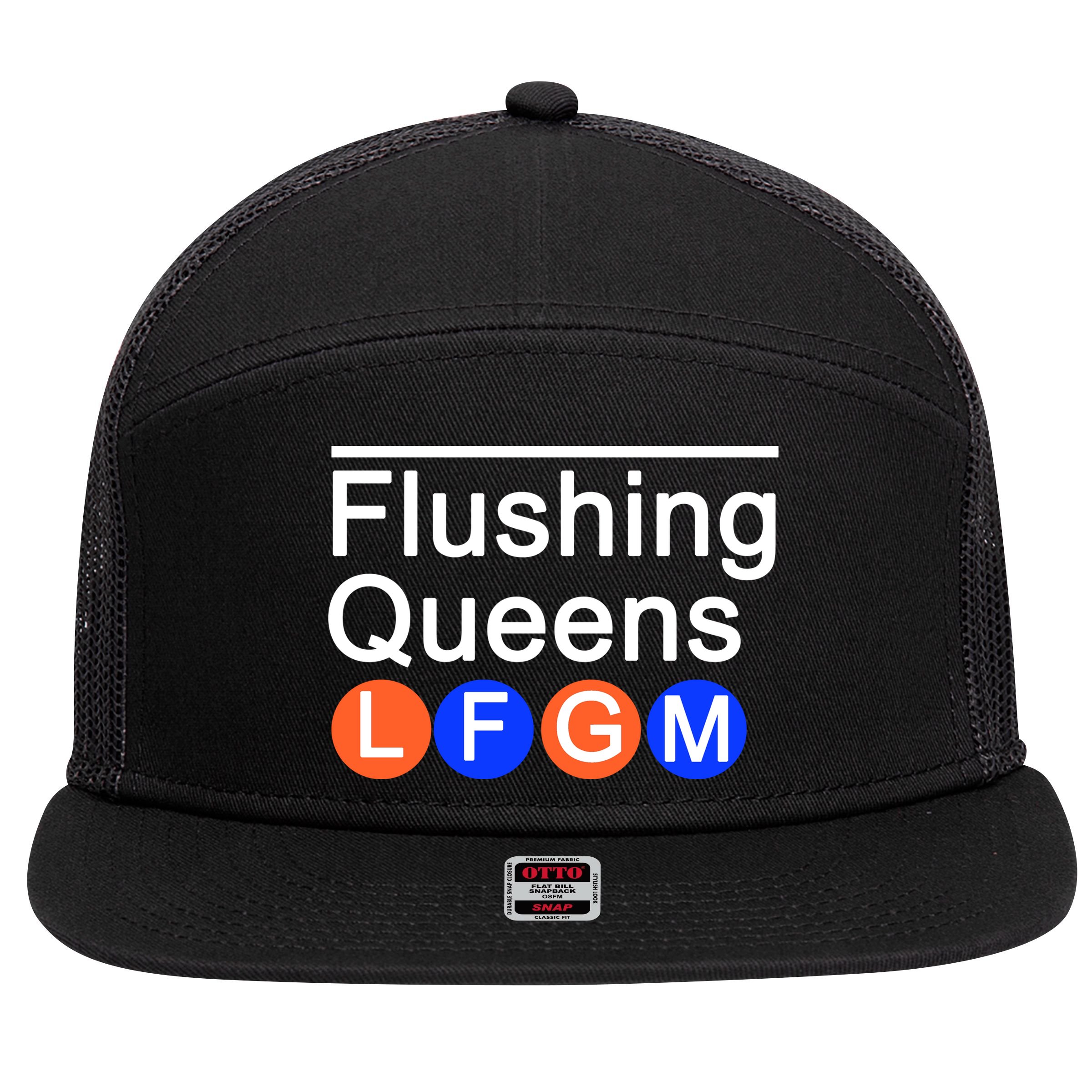 Flushing Queens LFGM 7 Panel Mesh Trucker Snapback Hat