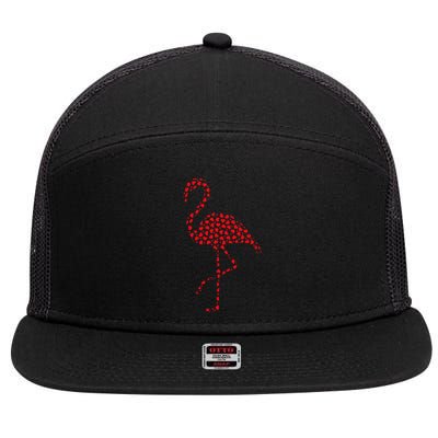 Flamingo Lover Valentine Gift Flamingo Valentine's Day 7 Panel Mesh Trucker Snapback Hat