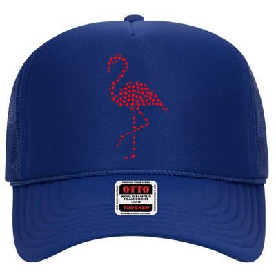 Flamingo Lover Valentine Gift Flamingo Valentine's Day High Crown Mesh Back Trucker Hat