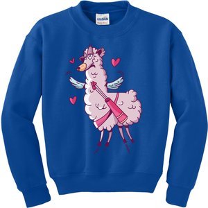 Funny Llama Valentines Day Alpaca Meaningful Gift Kids Sweatshirt