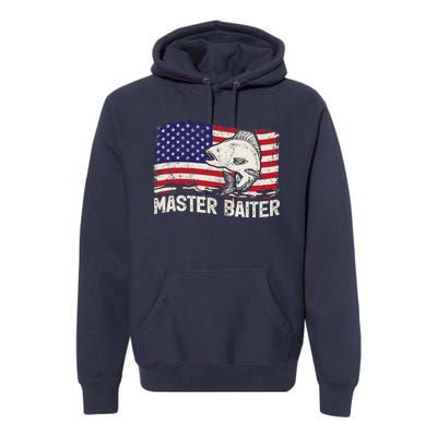 Fishing Lover Vintage American Flag Master Baiter Premium Hoodie