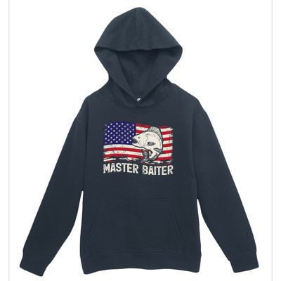 Fishing Lover Vintage American Flag Master Baiter Urban Pullover Hoodie