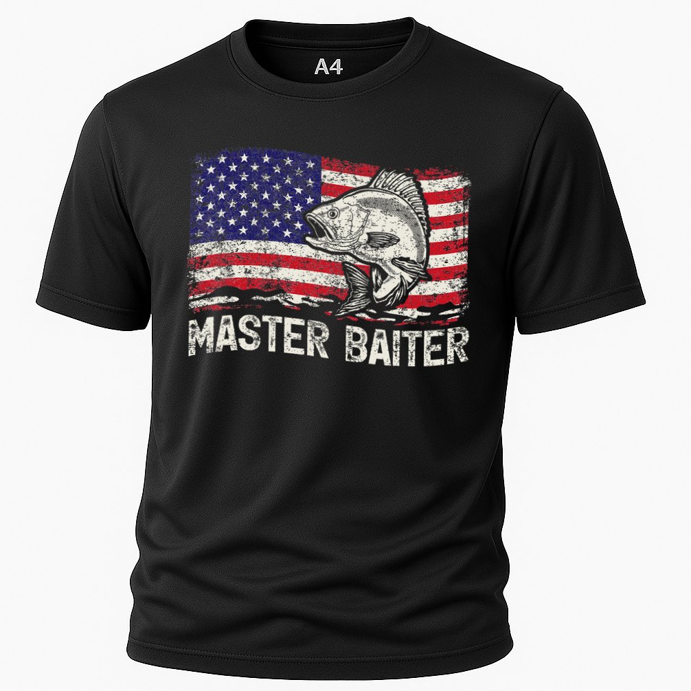 Fishing Lover Vintage American Flag Master Baiter Performance Shirt
