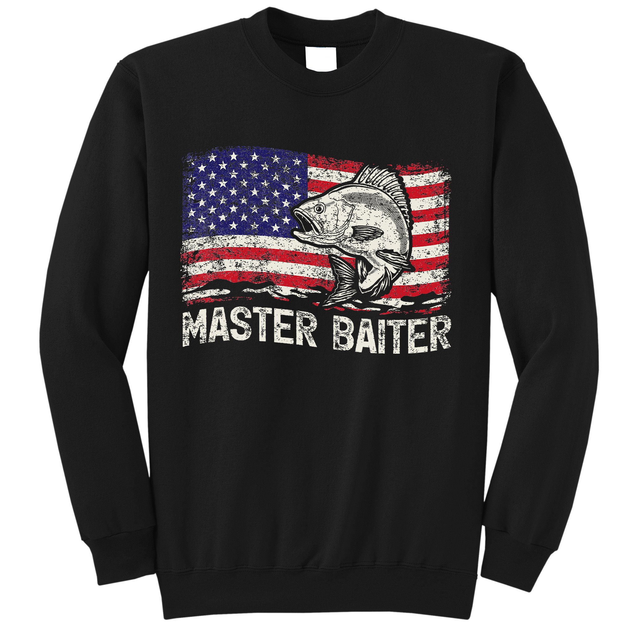 Fishing Lover Vintage American Flag Master Baiter Sweatshirt