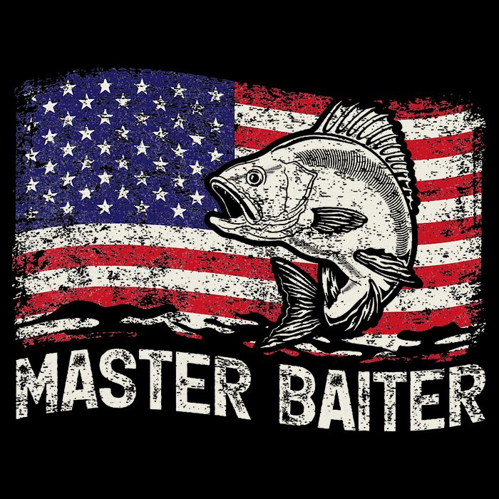 Fishing Lover Vintage American Flag Master Baiter T-Shirt