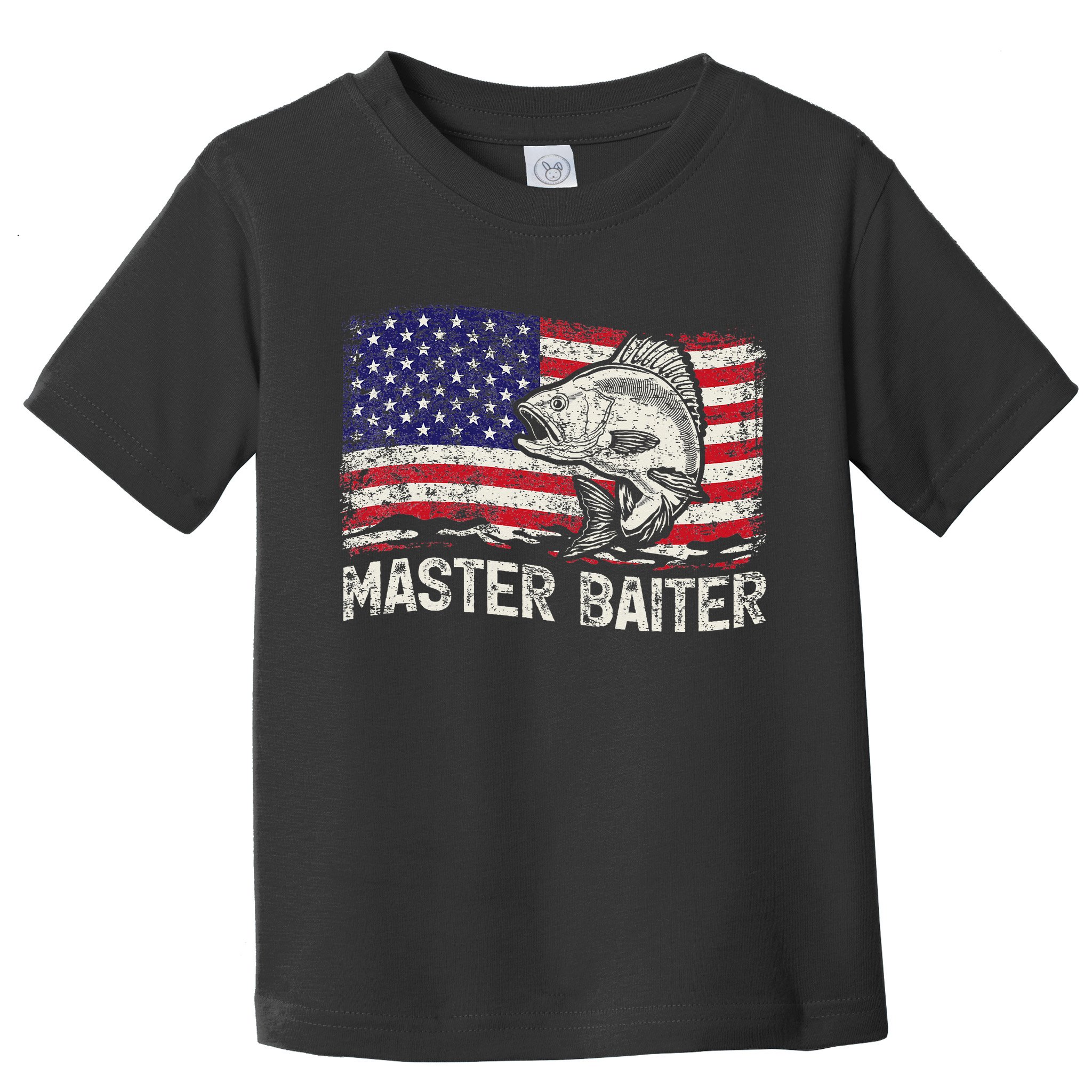 Fishing Lover Vintage American Flag Master Baiter Toddler T-Shirt