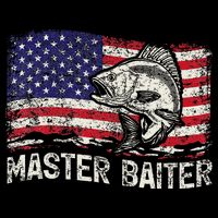 Fishing Lover Vintage American Flag Master Baiter Kids T-Shirt