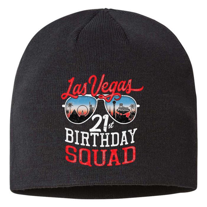 funny Las Vegas 21st Birthday Squad Sustainable Beanie