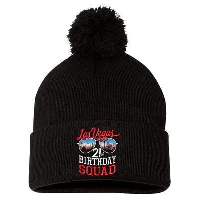 funny Las Vegas 21st Birthday Squad Pom Pom 12in Knit Beanie