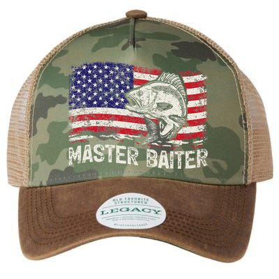 Fishing Lover Vintage American Flag Master Baiter Legacy Tie Dye Trucker Hat