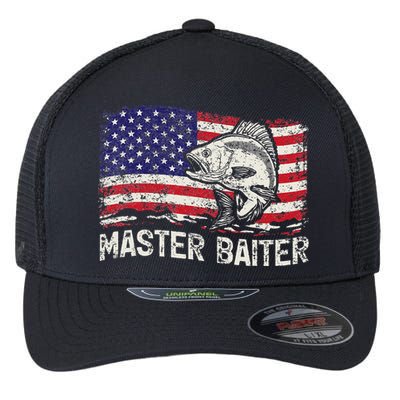 Fishing Lover Vintage American Flag Master Baiter Flexfit Unipanel Trucker Cap